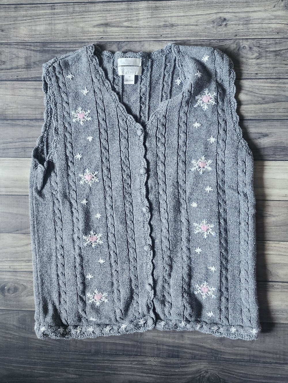 Christopher & Banks Vintage Hand Embroidered Gray Sweater Vest